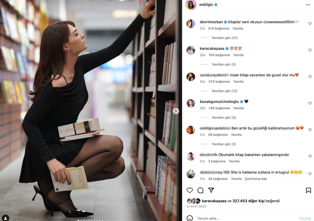 esra bilgic in kitap alisverisi paylasimi gundem oldu insan kitap secerken de guzel olur mu